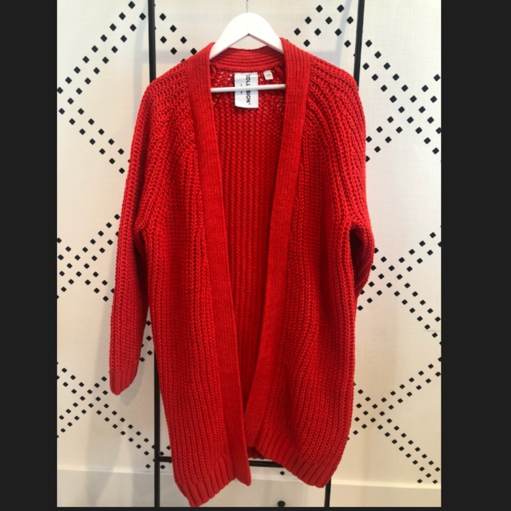 Tomato Red Chenille Cardigan